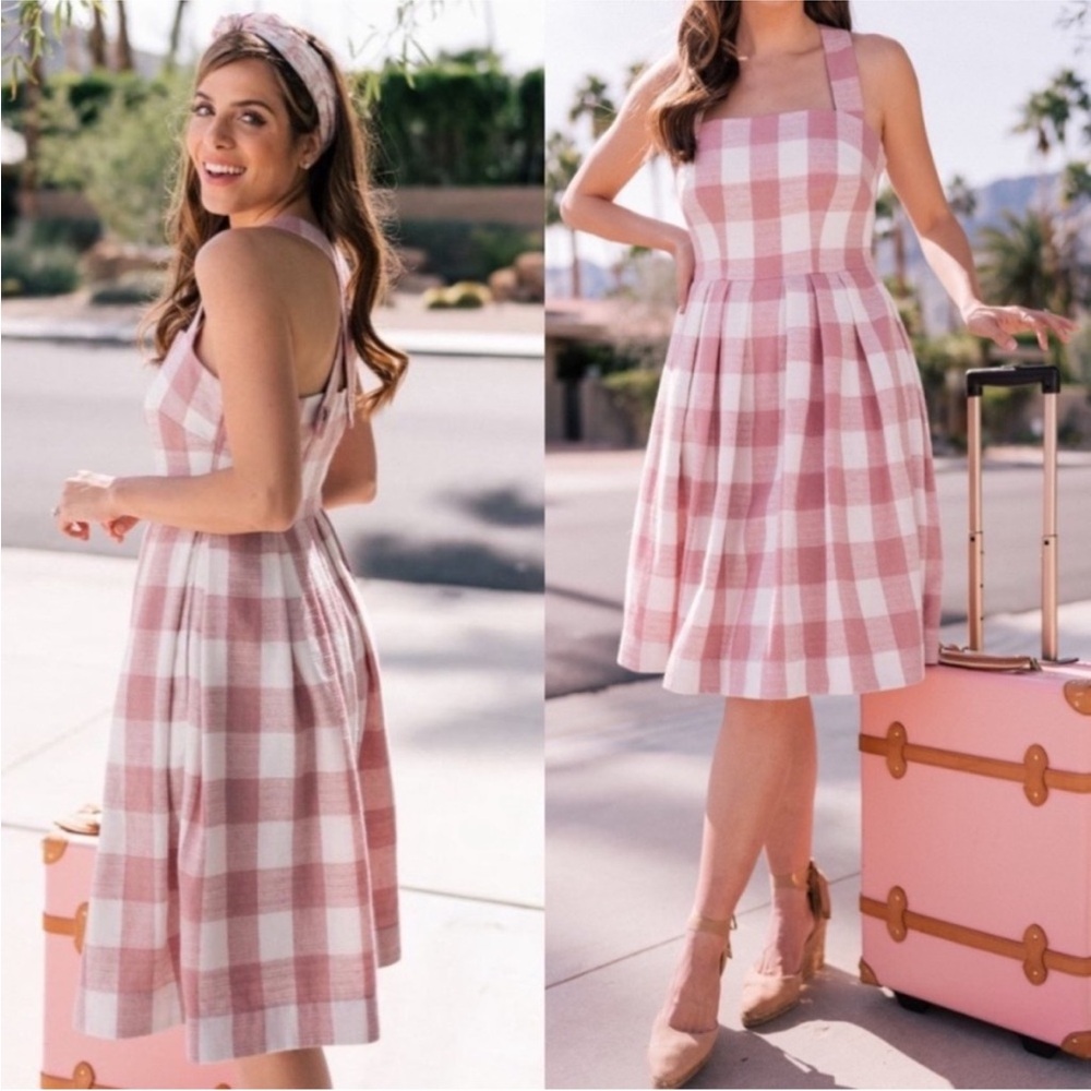 Gal Meets Glam Pink and White Gingham Polly Dress